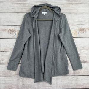 Pure Jill Open Front Hoodie Sweatshirt Womens S Petite Gray Pima Cotton J. Jill